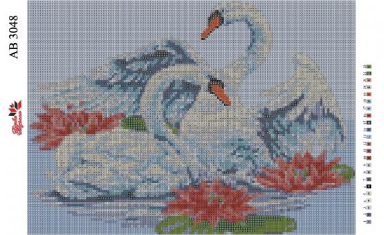 Набір Алмазної мозаїки АВ 3048 Лебеді (повна зашивання)