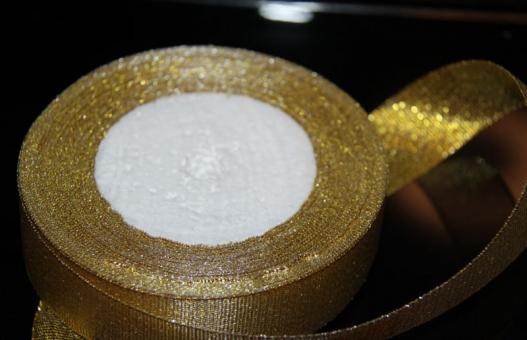 Лента парча (люрикс) 2,5 см золото Упаковка 4 шт